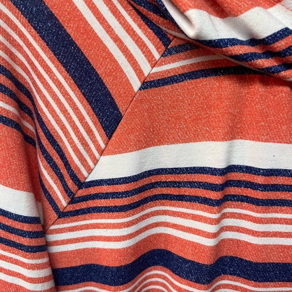 LulaRoe Striped Hooded Women's Top - Orange and Blue - Picture 2 of 5